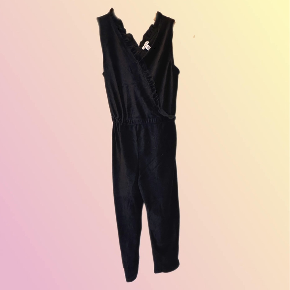 Girls Splendid Velour Corduroy Jumpsuit Black EUC Size 10 - Picture 2 of 5